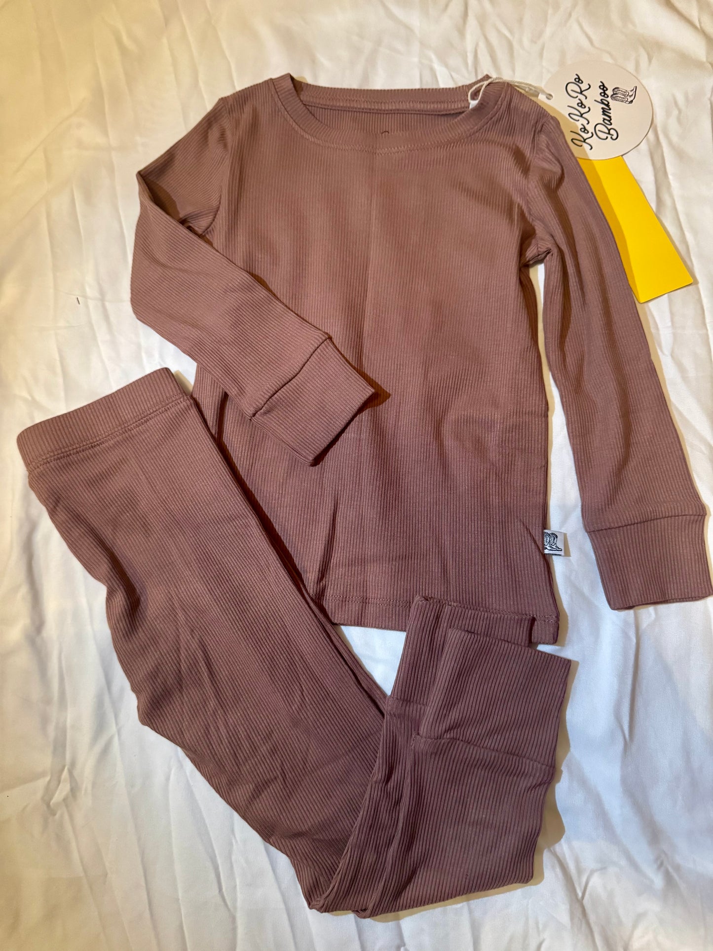 Coffee Ribbed Pj Set